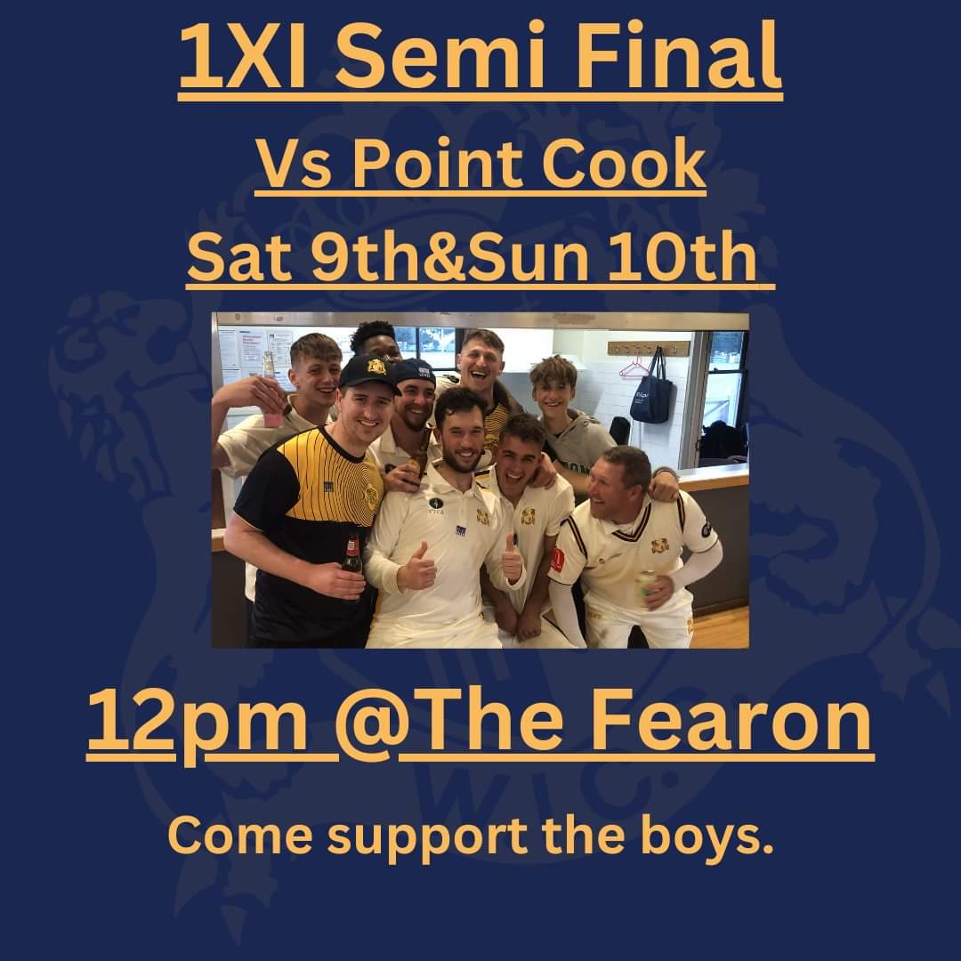 turtlemagpies's tweet photo. VTCA DIVISION 3 - Semi Final

Williamstown Imperials v Point Cook.

Earlier start of midday due to forecast 38 degrees on Saturday.

Head to the Fearon Reserve, Williamstown, or watch via live stream - https://t.co/i3Wr9ixyMy

#goimps 💙💛 #vtca #cricket https://t.co/WiInV6FpWC