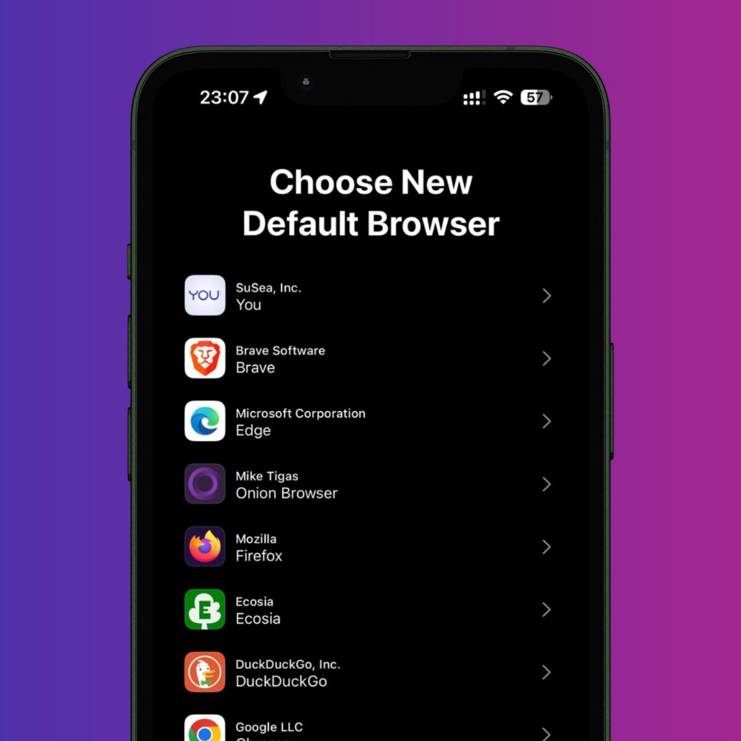 If you're an iPhone user in the EU, you'll be asked to pick a new default browser after you update to iOS 17.4 and open Safari. Choose Brave for the most private, convenient browsing experience possible! You can also set Brave as the default by going to Settings -> Safari.