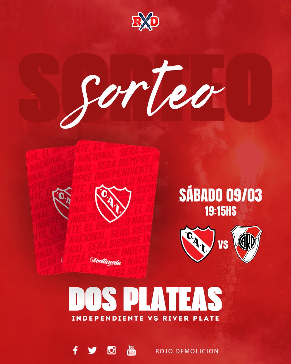 #SORTEO 🔥🇦🇹

👉🏼 Te queres ganar 2 (Dos) plateas para CAI - RIVER? 👹

• Seguirnos ✅
• Dar RT y Like
• Comentar con quien irías a la cancha.

LISTO ✔️

Para tener doble chances podes participar en nuestro IG.

Se sortea el Viernes 08/03. MUCHA SUERTE 🍀

#Independiente
