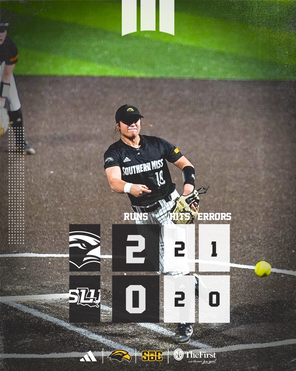 SouthernMissSB's tweet photo. E3: Southern Miss 2-Southeastern 0

Stepp retires the side in order. Golden Eagles up after three!

📺: https://t.co/pgVIpsEG97
📊: https://t.co/aV1cNmd6qT

#SMTTT  | #RiseAsOne https://t.co/raPvcDpv0l