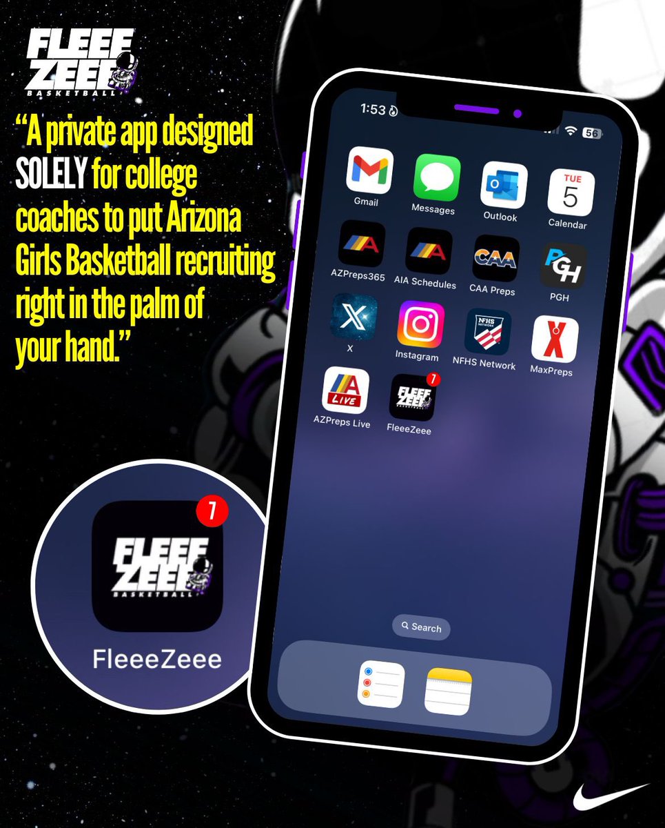 🏀📲The FleeeZeee Basketball app…

“A private app SOLELY for college coaches to put Arizona Girls Basketball recruiting in the palm of your hand”

✅ 💯 Free for all College coaches

✅Growing database with over 280 names to Arizona’s best female players

✅Top Unsigned 2024’s
