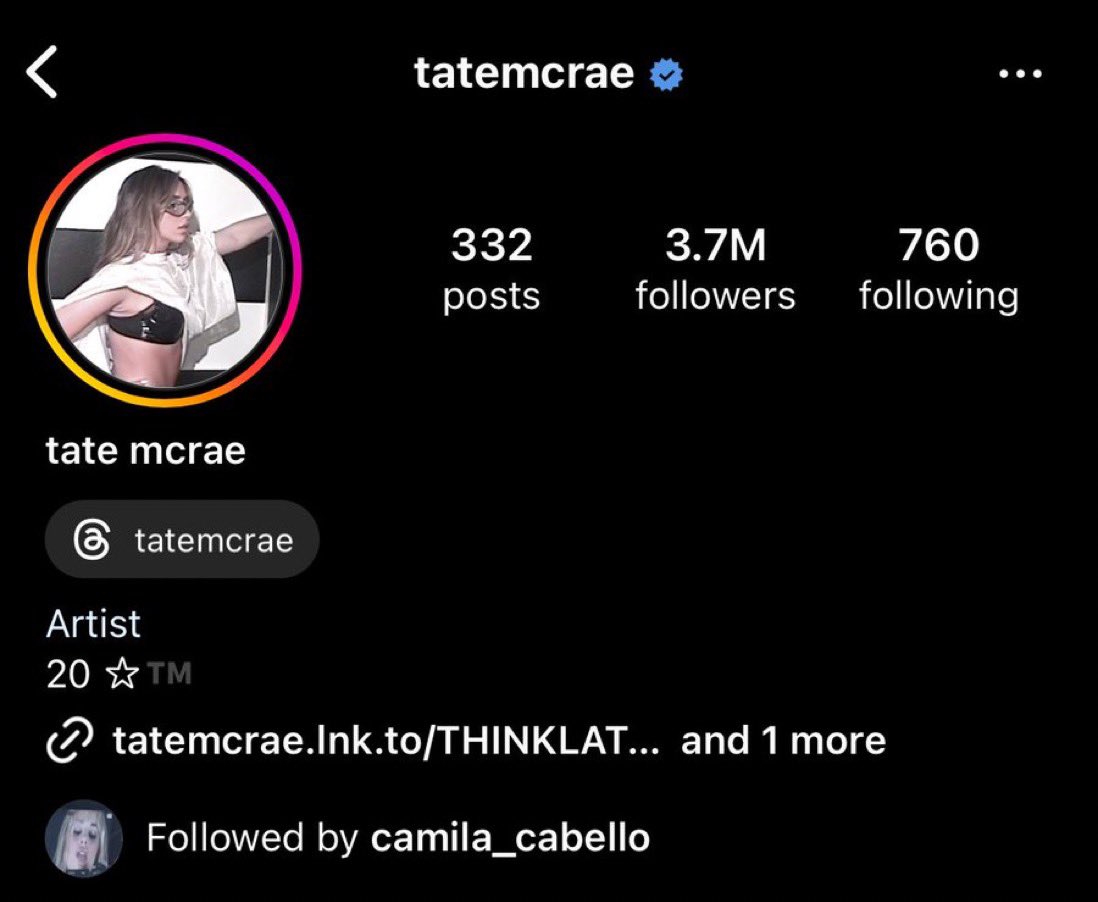 Camila Cabello Daily 🎀 on X: Camila Cabello has followed Tate Mcrae  (@tatemcrae) back on Instagram. t.coM9azQcfSpt  X
