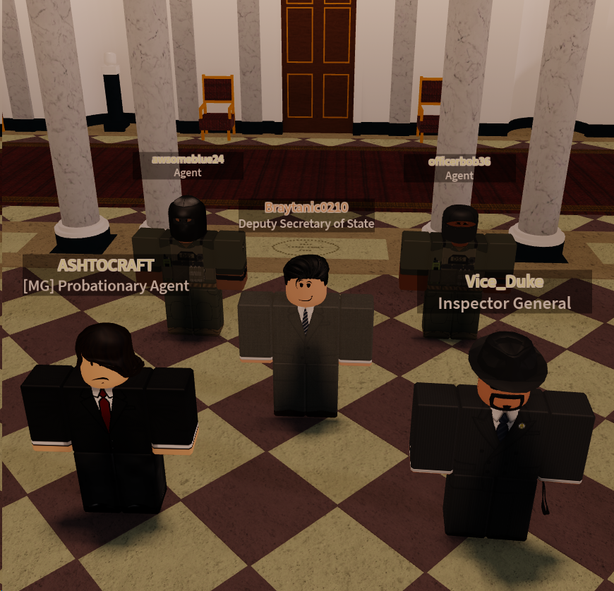nusa_statedep's tweet photo. 🇺🇸 The Diplomatic Security Service, once thought to be unsalvageable let alone savable, has beat the odds and tonight became the single most active agency concurrently in game. Taking advantage of this spike in activity, a DSS Inspection was held following a great deal of events. https://t.co/dHKXGjZhTW