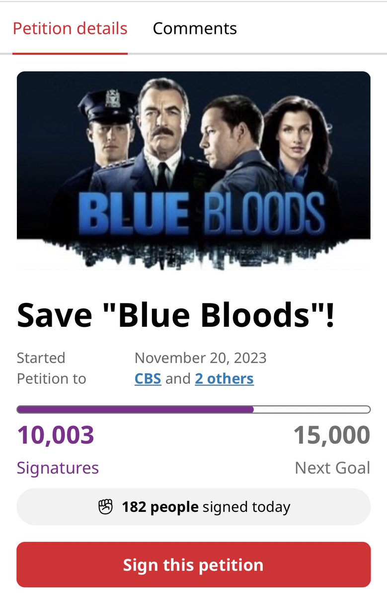 The petition has hit 10K 💙🎉. Thank you all but we can’t stop now. On to 15K we go!!!! #SaveBlueBloods @TheJenniMurphy @TooDelicious @megspptc @DonnieWahlberg change.org/p/save-blue-bl…