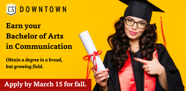 calstatelapage's tweet image. Don't miss your last chance to learn about the B.A. in Communication Program during our March 12 Virtual Info Session that will prepare you to apply by March 15. Get ready for careers in media, journalism, PR, marketing & more! bit.ly/3V6lzC3 @XuCalStateLA 😎💼🛰️📠📻🎓