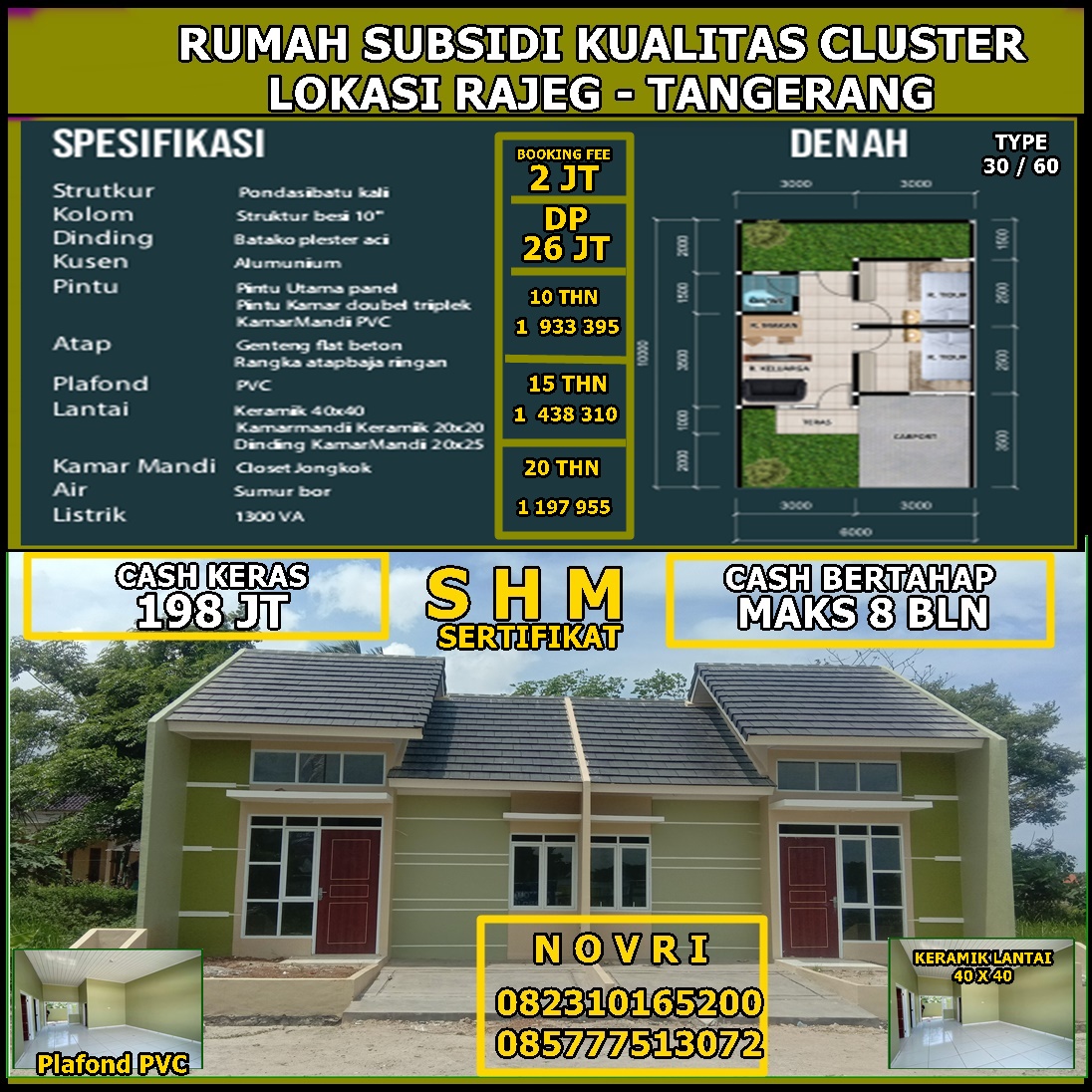 Novrikawan's tweet photo. Dipasarkan Rumah subsidi  pemerintah di Rajeg Tangerang, Rumah Cantik Modern dan Minimalis, Dp terjangkau angs KPR ringan Flat sampai lunas, Bangunan berkualitas dengan Plafond PVC dan sertifikat SHM. Dipasarkan unit Boulevard untuk anda dan keluarga. Hub kami di 082310165200.Tks https://t.co/FpD8Ax0QgN