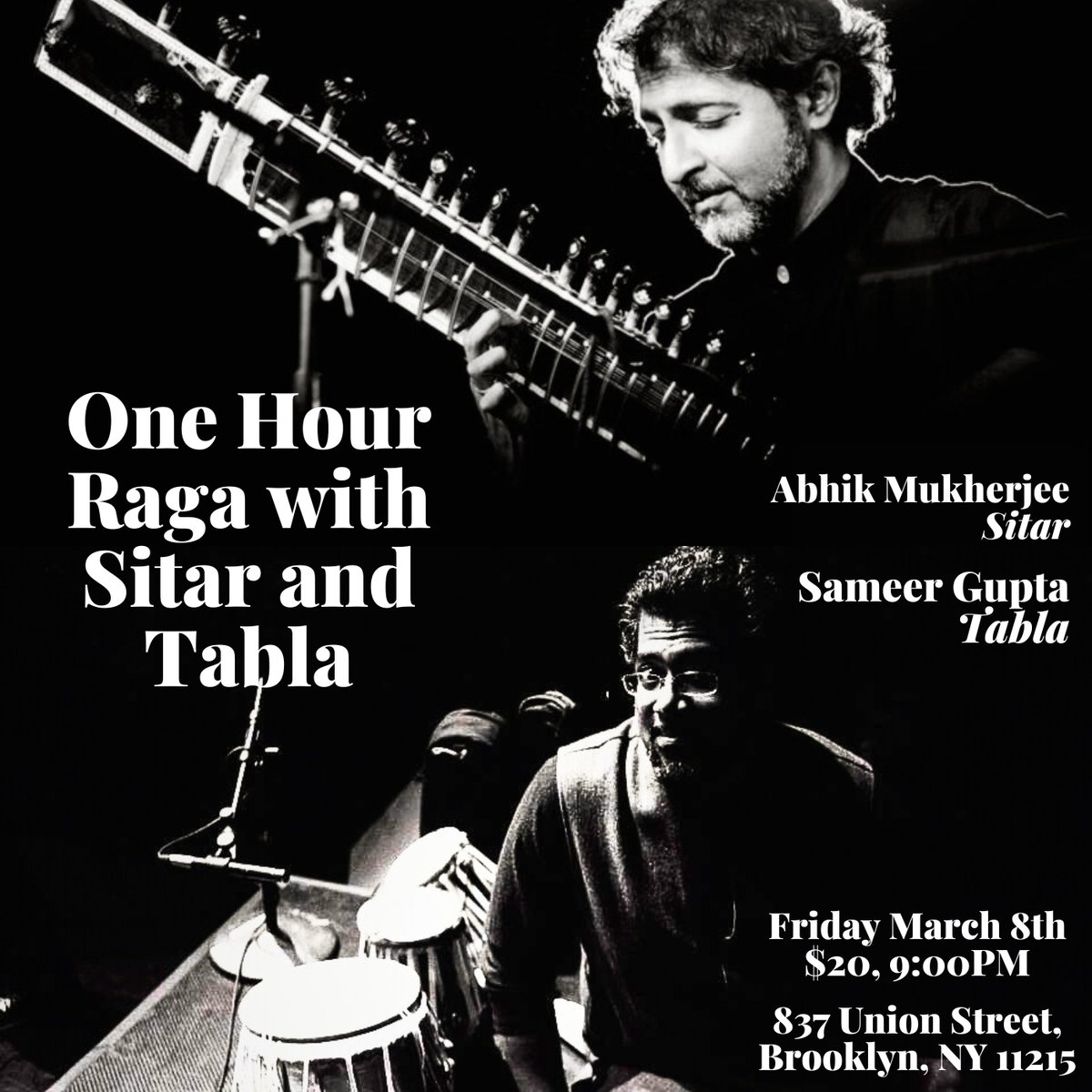 #NYC Get your tickets now! @ShapeshifterLab #ParkSlope #Brooklyn #IndianClassicalMusic #Sitar #Tabla @abhiksitar @tablajazz  shapeshifterplus.org/event/one-hour…
