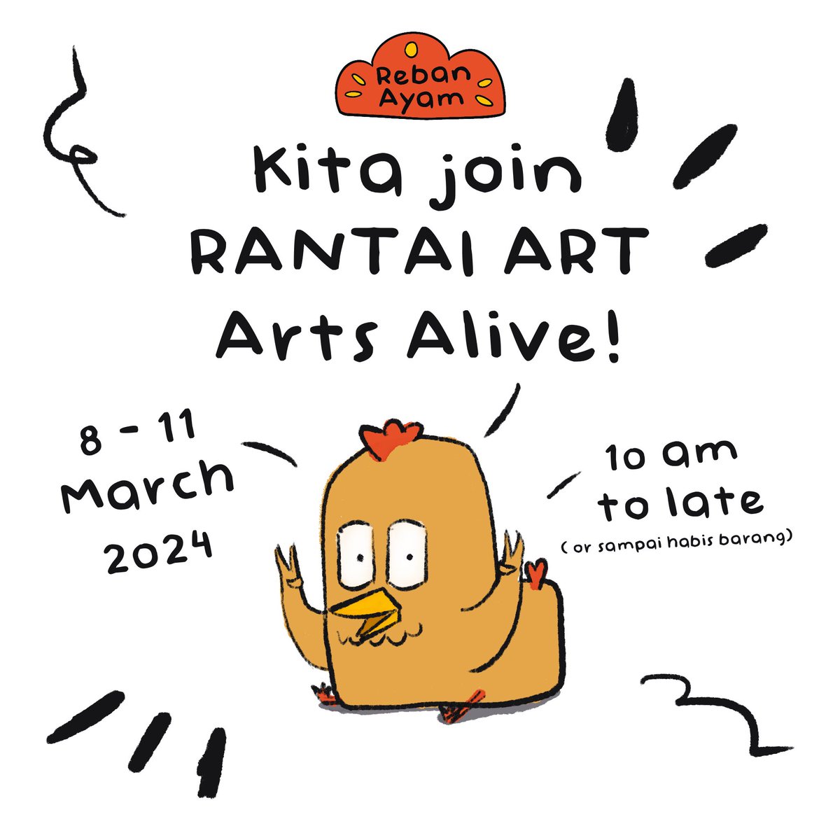 Momnengggggg!!! So this weekend kita buat jual ayam dekat Rantai Art event di Purtajaya haha from 8 - 11 March 2024. Thread bawah is what kita jual jual heeee