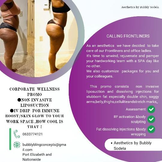 Port Elizabeth Cape Town Durban Gauteng  Non invasive liposuction by Bubbly Sodela  #ThisBodyWorksForMe<a href="/tag/thisbodyworksforme"class="tags"><span>#thisbodyworksforme</span></a><a href="/tag/sama28"class="tags"><span>#sama28</span></a>