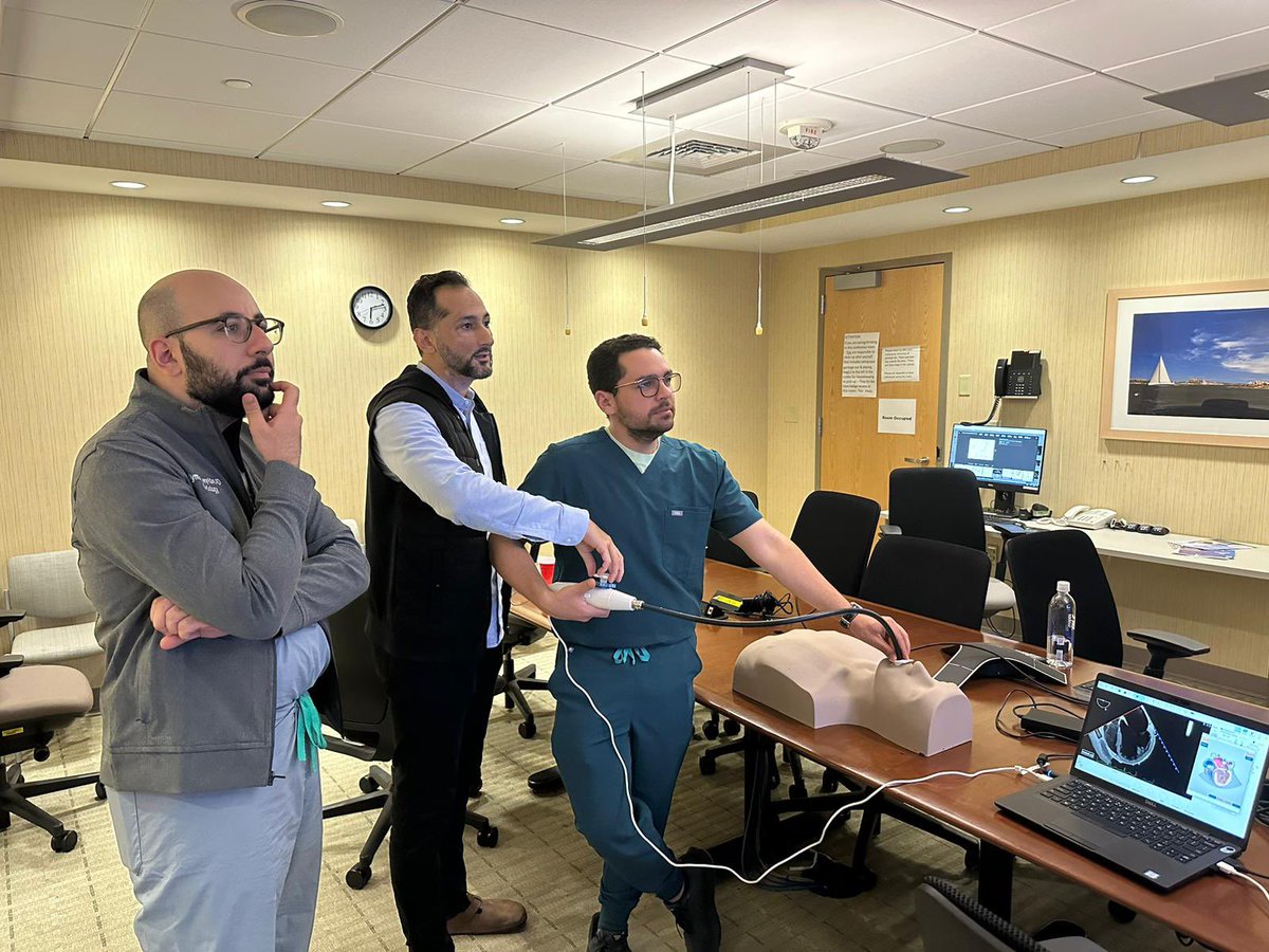 UPMCHHCVFellow's tweet photo. Our annual TEE simulator workshop for the first year fellows with our program director Dr Atizazul Mansoor, in preparation for more involvement in our very busy echo lab &amp; structural imaging program. 
@atizaz @a_h_ghoneem @ASaeyeldinMD @FhdSalam @maximillianlee_ https://t.co/OVxJ2XVEA8