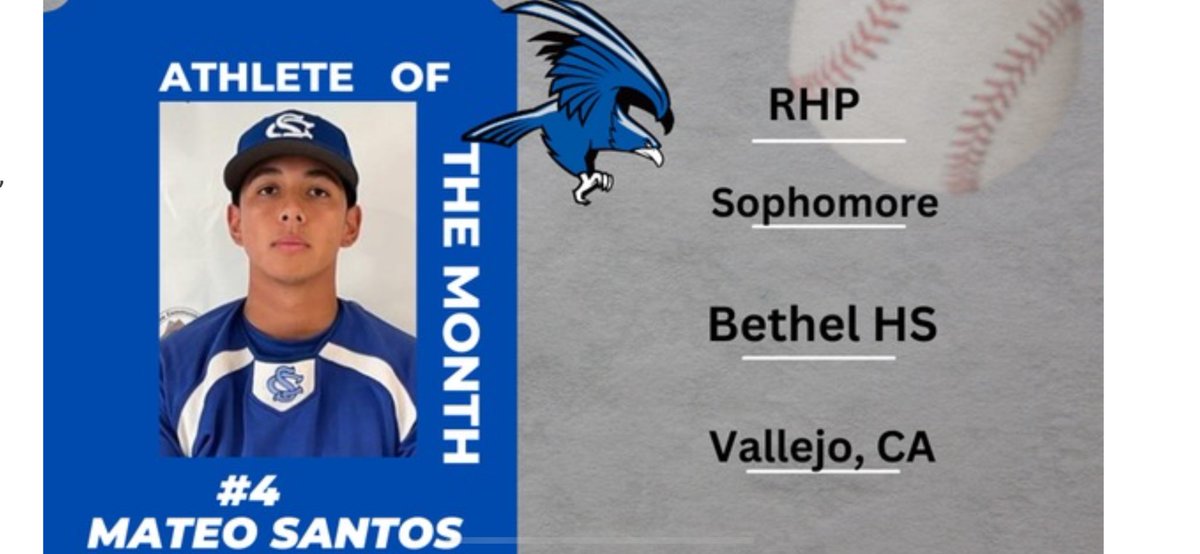 SCCFALCONS's tweet photo. This guy is doing his thing!!! Congrats to Mateo Santos on earning Solano College Athletics Student of the Monthβ¦
#falconsfly
#doinghisthing https://t.co/C4QTw7f7PW