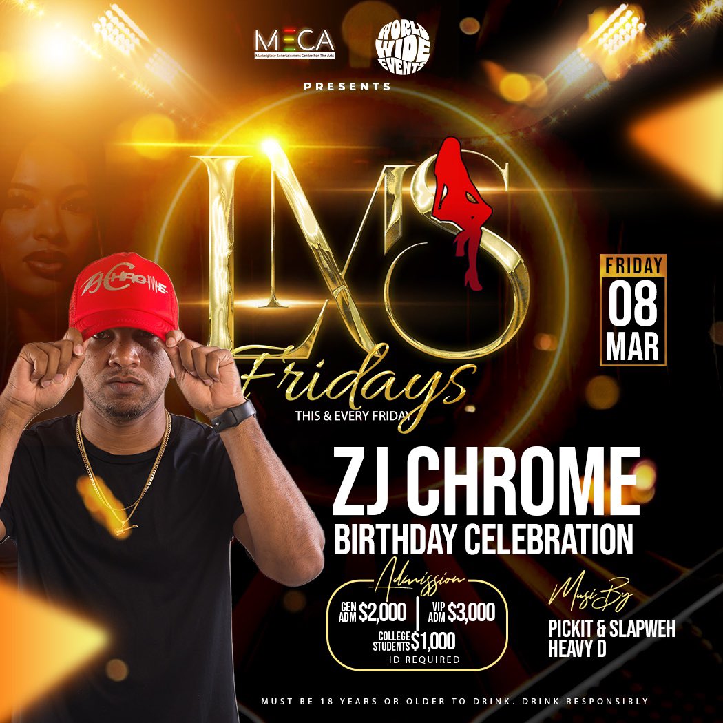 Come out this Friday and celebrate with the one and only @zjchrome as he celebrates his birthday in the Birthday Capital! @LMSFridays @ClubMeca

#LMSFridays this and every Friday!

Must be 18 years or older to enter. Valid ID required.
Drink responsibly.