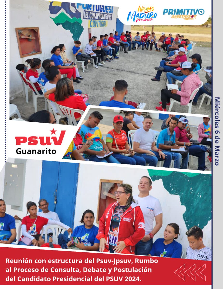 #NoEsNo Equipos políticos del municipio Guanaríto, afinando estrategias para el cronograma, inscripción de nuestro candidato a REELECCIÓN <a href="/NicolasMaduro/">Nicolás Maduro</a> y cronograma electoral <a href="/PrimitivoPsuv/">Antonio Primitivo Cedeño</a> <a href="/Francarmtz/">Francar Martínez</a> <a href="/PartidoPSUV/">PSUV</a>