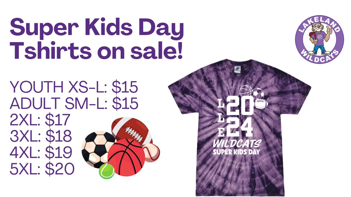 Super Kids Day Tshirts are on sale now! Order online before March 22nd!🏀⚽️🏈👟💜🐾 @HumbleISD_LLE humbleisd.revtrak.net/Elementary-Sch…