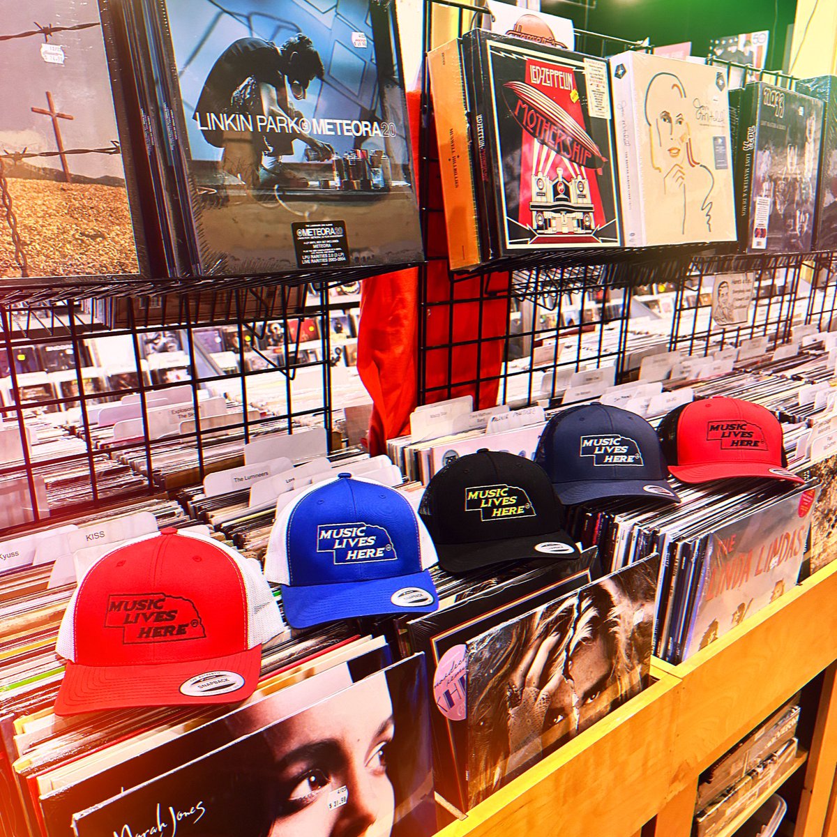 WE LOVE HOMERS! <a href="/HomersMusicNE/">Homer's Music</a>  

The First Record Store to stock our brand and become a part of the Music Lives Here Family! Thank You ! 

You can find our Nebraska Hats, Stickers, and Pins at Homers in Downtown, Omaha Nebraska !