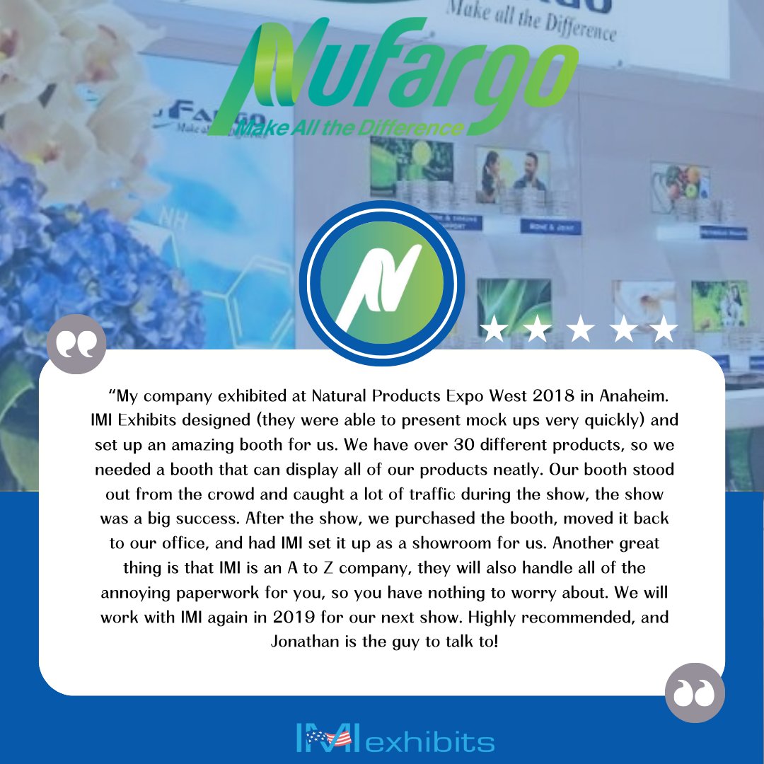 IMIExhibits's tweet image. Thank you Nufargo for this amazing review!

At IMI our goal is to make the trade show process as simple as possible for our customers and to always exceed clients expectations!👏

-
-
-

#tradeshow #exhibition #tradeshowbooth #googlereview #marketing #eventmarketing