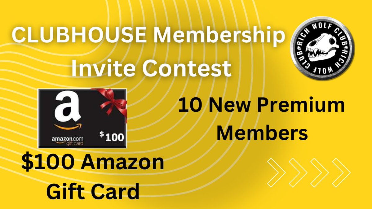Invite Contest $100 Amazon Gift Card (must have 10 new premium members)
Step 1: Join the Clubhouse Discord server
Step 2: Create an Invite link
Step 3: Share with your friends, fans and followers! 

Winner will be announced LIVE on 3/8
Join the discord 👇
discord.com/invite/JmvFMPG5