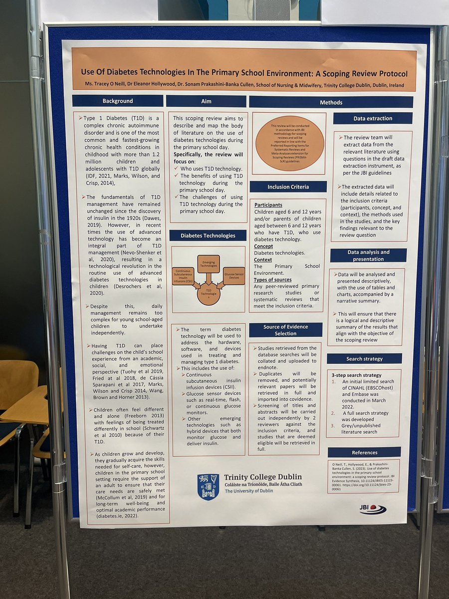 Tracey O Neill (@traceyoneill7) on Twitter photo Delighted to display my Scoping Review Protocol published by <a href="/JBIEBHC/">JBI</a> at the Trinity Health and Education International Research Conference 2024 <a href="/TCD_SNM/">School of Nursing & Midwifery, TCD</a> on The use of Diabetes Technology in the Primary School Environment, as part of my PhD. <a href="/EleHollywood/">Eleanor Hollywood</a> Delighted to display my Scoping Review Protocol published by <a href="/JBIEBHC/">JBI</a> at the Trinity Health and Education International Research Conference 2024 <a href="/TCD_SNM/">School of Nursing & Midwifery, TCD</a> on The use of Diabetes Technology in the Primary School Environment, as part of my PhD. <a href="/EleHollywood/">Eleanor Hollywood</a>