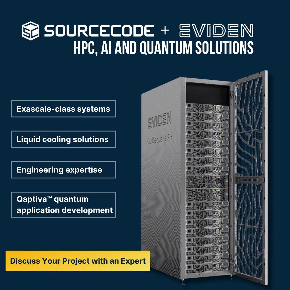 SourceCodeCorp's tweet photo. Thrilled to unveil our groundbreaking collaboration with @EvidenLive!
Together, we're bringing Eviden’s HPC, AI, and Quantum solutions + SourceCode’s co-design expertise, professional services, and more to No. America.
Learn more: https://t.co/opc0qJKd2h
#ExascaleComputing https://t.co/NT3t9hZqed
