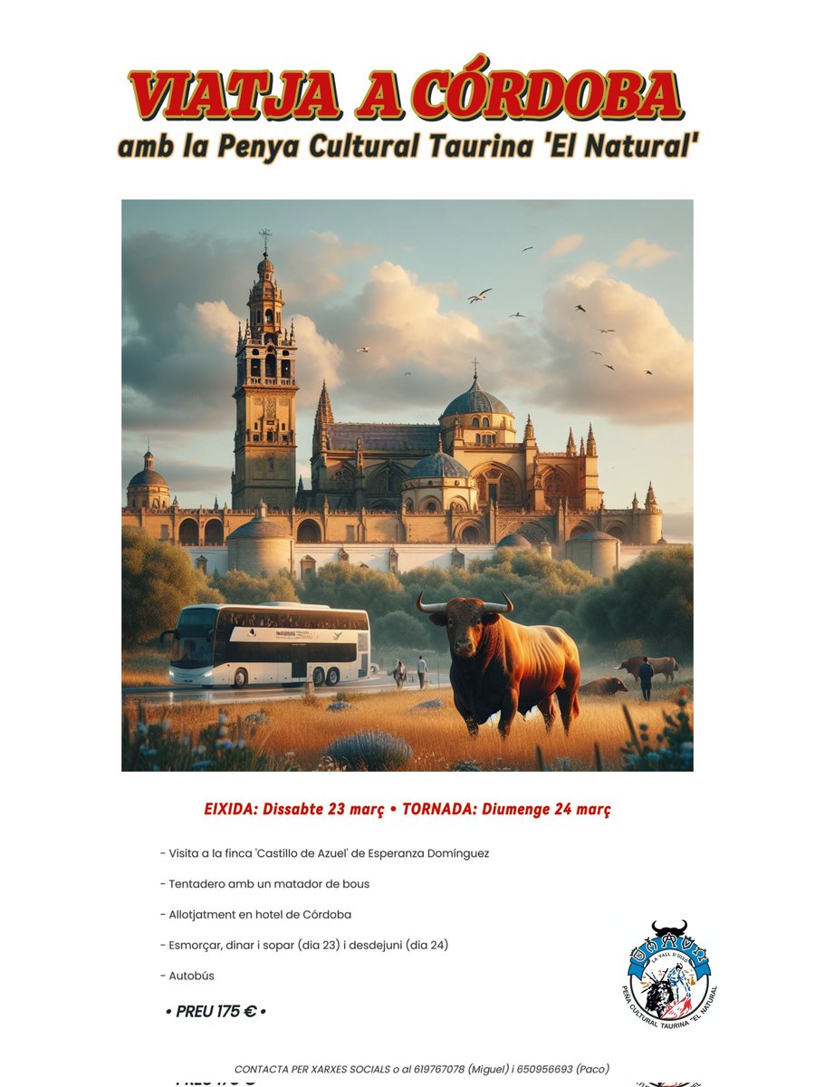 ElNatural_PCT's tweet photo. ✈️ VIATJA A CÓRDOBA i disfruta d'un dia camper, amb tentadero inclòs, en la ramaderia d'Esperanza Domínguez i de la meravellosa Ciutat dels Califes

‼️ Última setmana per reservar la teua plaça https://t.co/5D5ycLg6pE