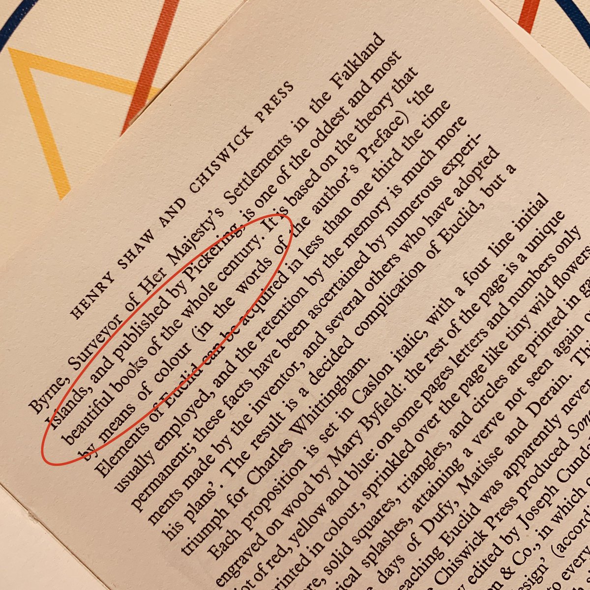 It’s hard to argue with Ruari McLean’s assessment in “Victorian Book Design & Colour Printing” (Faber, 1963) that Byrne’s Euclid was one of the most beautiful books of the whole century. That he also thought it the “oddest” probably holds equal weight! #bookdesign