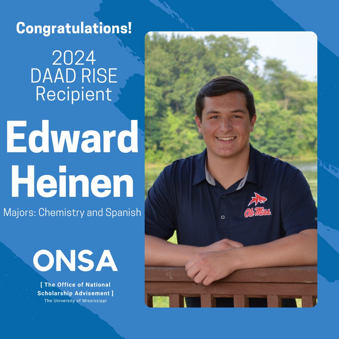 ONSA is proud to celebrate Edward Heinen for being named a recipient of the 2024 DAAD RISE! RISE Germany offers summer research internships for undergraduate students from the U.S., Great Britain, and Ireland. Congratulations, Edward!!