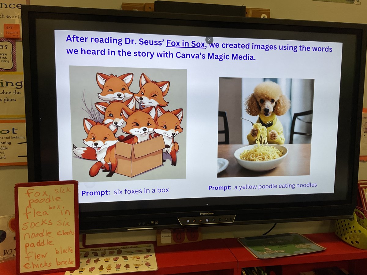 Claire Mitchell (@fflibrarymsd) on Twitter photo In <a href="/FFLibraryMSD/">Claire Mitchell</a>, 2nd Grade read Fox in Socks by Dr. Seuss -- ❤️ what they created <a href="/CanvaEdu/">Canva for Education</a> #AIinLibrary In <a href="/FFLibraryMSD/">Claire Mitchell</a>, 2nd Grade read Fox in Socks by Dr. Seuss -- ❤️ what they created <a href="/CanvaEdu/">Canva for Education</a> #AIinLibrary