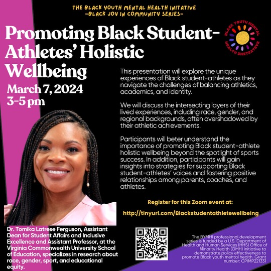 Don't forget our FREE webinar tomorrow on supporting Black #StudentAthletes holistically! So excited to have @tomiferg leading this training! It will be recorded so you sign up & access later too! Register here: tinyurl.com/blackstudentat… #SCChat #AntiracistSC #BlackEd #BlackJoy