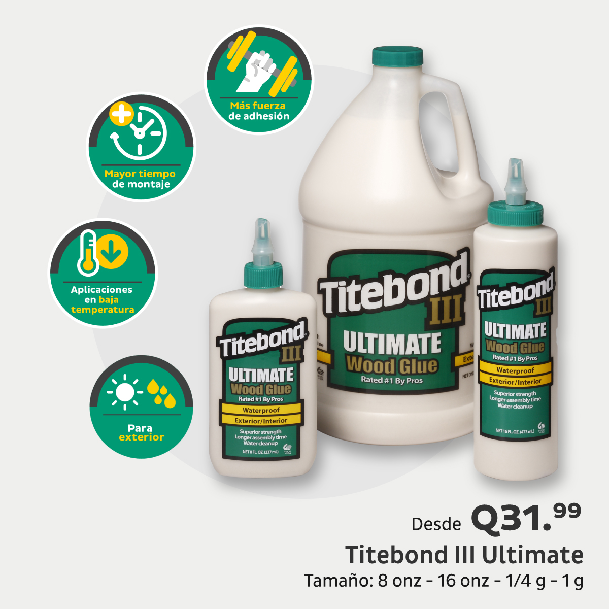 Desde  proyectos pequeños hasta grandes creaciones, nuestros adhesivos son tu  garantía de unión resistente y duradera. ¡Explora la gama completa en  nuestra tienda ahora y pega con confianza! #TitebondAdhesivos #UnionesPoderosas