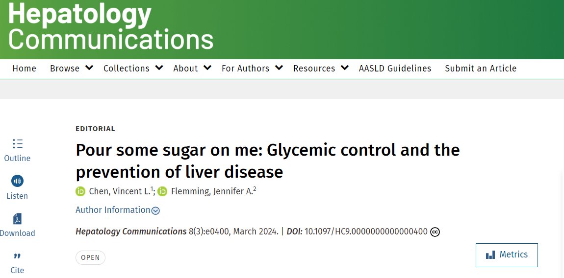 Diabetes and glycemic control impact the risk of liver cancer From two independent cohorts @HepCommJournal 1. UK Biobank: journals.lww.com/hepcomm/fullte… 2. US veterans: journals.lww.com/hepcomm/fullte… Editorial from Chen and @Jenn_Flemming: journals.lww.com/hepcomm/fullte… #livertwitter