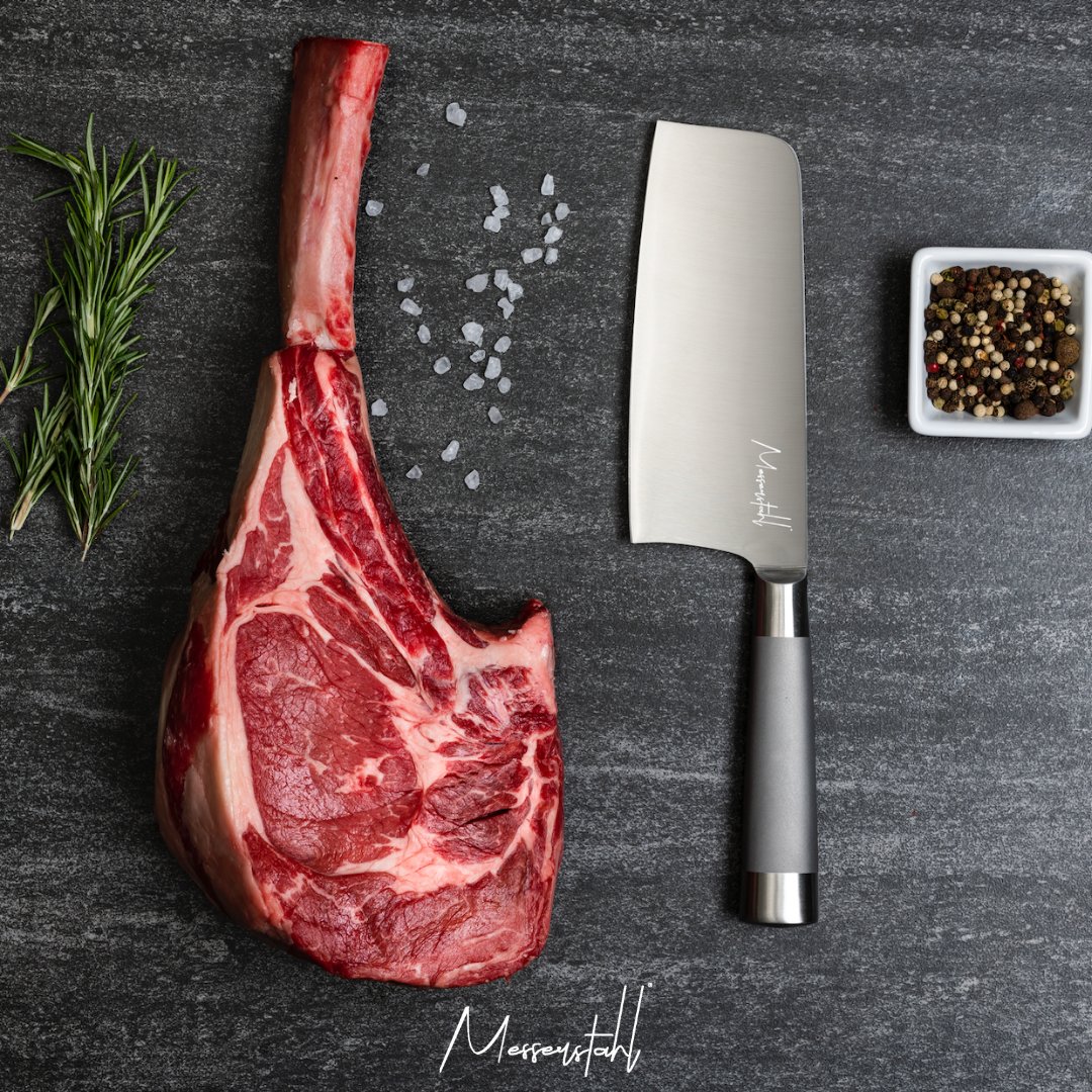 Messerstahl Asian Cleaver is crafted from high-quality stainless steel 🔪. All Cutlery comes with a lifetime guarantee ensuring long-term performance and reliability! Visit messerstahl.com to learn more!