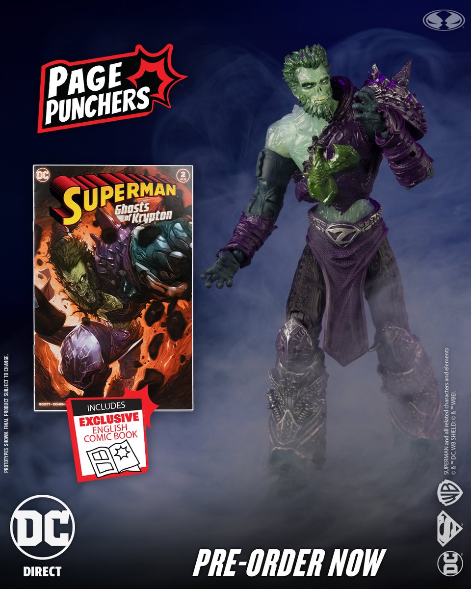 Ghost of Zod™ based on the exclusive Superman: Ghosts of Krypton 4 PART COMIC SERIES is available for pre-order NOW at select retailers!
➡️ bit.ly/GhostOfZodSGOK…

7' figure includes extra hands, art card base & comic.  

#McFarlaneToys #PagePunchers #Superman #GhostsofKrypton