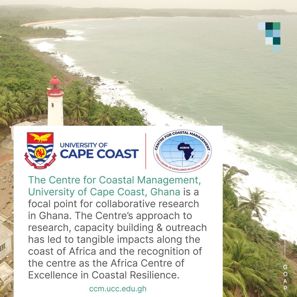 🌍 Growing GOAP Membership in Africa - welcoming @ccm_ucc from @UCCGH_Official, Ghana to GOAP! 🤝 GOAP Secretariat looks forward to supporting the CCM's goal to use research to build more resilient coastal communities in Ghana and Africa. Learn more: buff.ly/3TdZ0dr