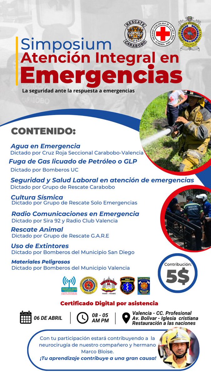 MedinaNohelia's tweet photo. Este 6 de abril, únete a nosotros en una jornada de formación única sobre manejo de emergencias. Por solo 5$
¡Y lo mejor de todo! Tu contribución será donada íntegramente para apoyar la neurocirugía de nuestro hermano Marco Bloise. 🙌
Incluye Certificado Digital por Asistencia https://t.co/WvqbeyWJrq