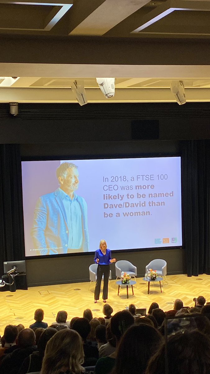 @KellyIpsosUK begins her presentation with some shocking stats from 2018   🟣A FTSE 100 CEO was more likely to be named Dave/David than be a woman   (2)