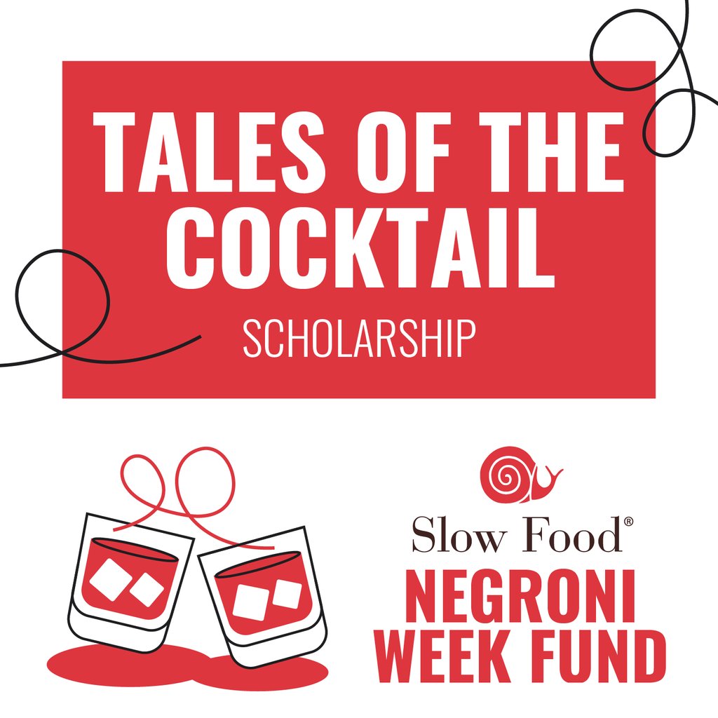 Get a scholarship for one of two events! 🎪 The Slow Food Negroni Week Fund will fund 15 people each to attend Tales of the Cocktail @totc (July) and Terra Madre Salone Del Gusto (September) Application closes April 7! Apply: airtable.com/appZkAusUX2TMR… #SlowFoodNegroniWeekFund