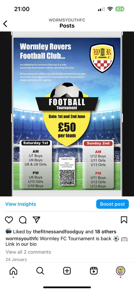 Link in our bio on instagram @wormsyouthfc