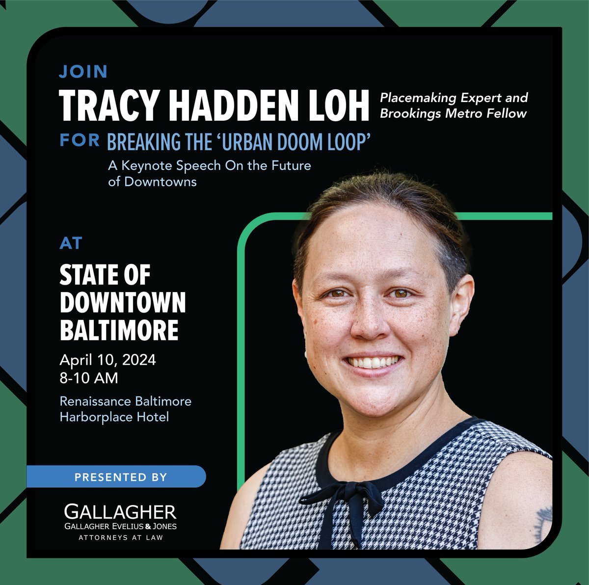 Excited to announce that @lohplaces , Placemaking Expert and Fellow at @BrookingsInst, will be giving a talk on 'Breaking the 'urban doom loop' at our State of Downtown breakfast on April 10! Presented by @GEJLaw. FREE for members. Register today: godowntownbaltimore.com/event/sodt-24/