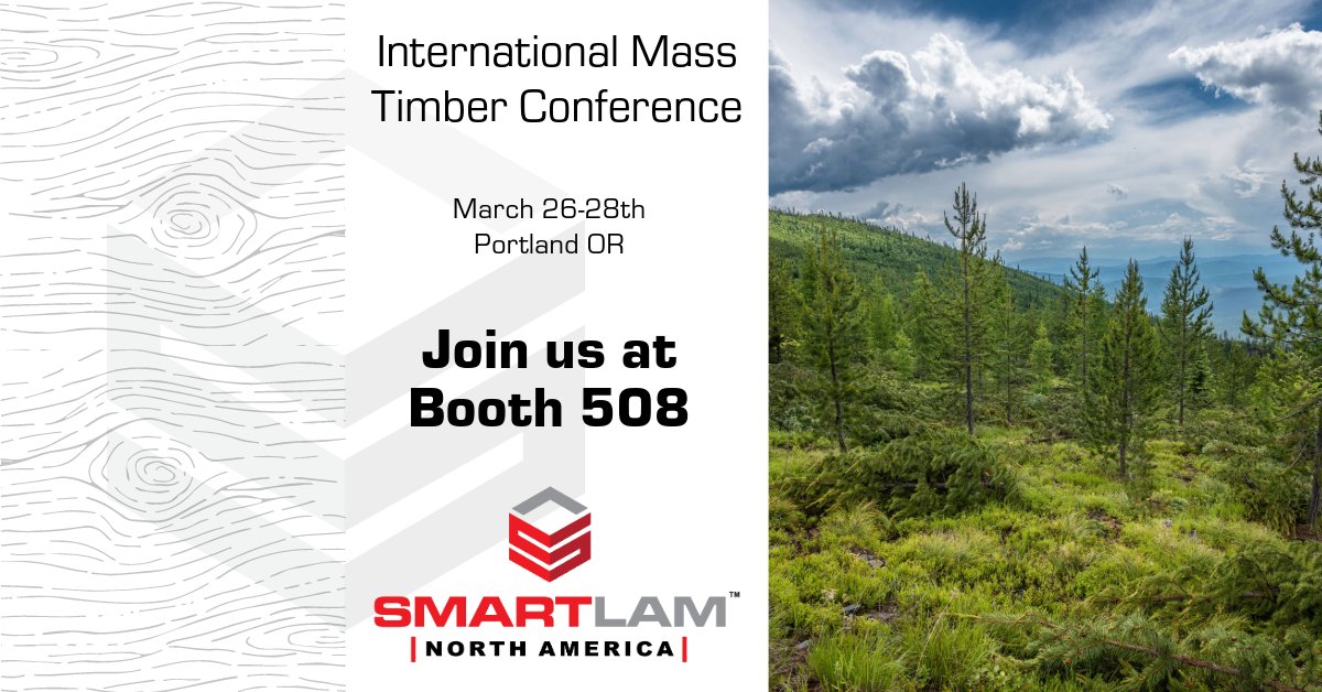 Come meet our amazing staff, learn more about the incredible growth and objectives over the year and learn about the sustainable story of mass timber! 

 🌳 #MassTimber #Sustainability #SmartlamNA #WomenInTimber 
#SmartlamNA #MassTimber #CLT #MassTimberConstruction