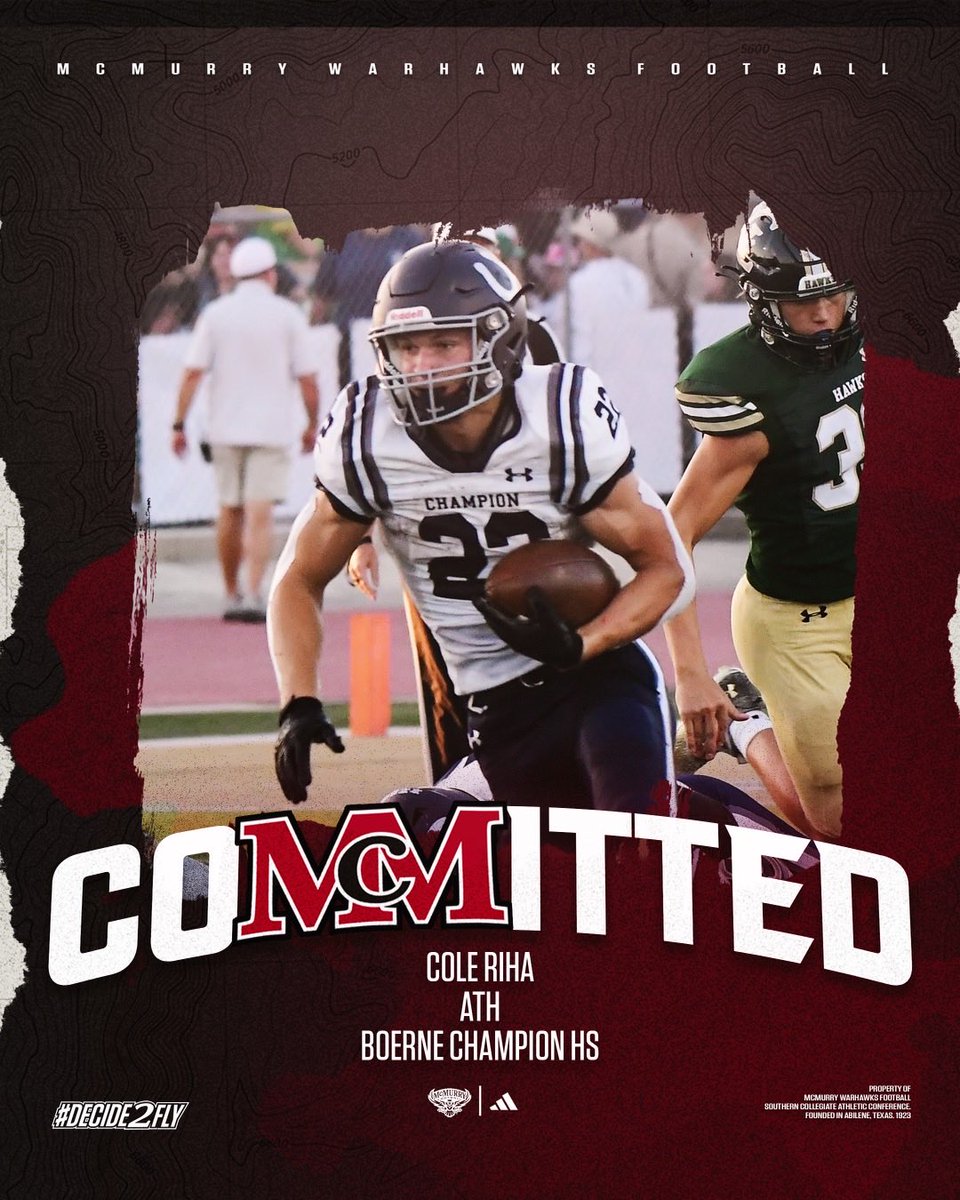 I am extremely blessed and excited to say I am committed to McMurry University to further my football and academic career!!! #WarHawksFAW ⁦@McMURRYFOOTBALL⁩ ⁦@coachrsullivan⁩ ⁦@ChampionHSFB⁩ ⁦@blane_ellis⁩ ⁦@CoachBrown210⁩