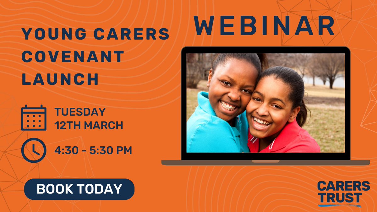 Next Tuesday, our chair @PaulBlomfieldMP will be joining young carers and young adult carers at the @CarersTrust webinar on the first-ever Young Carers Covenant - a UK-wide commitment to create fair futures for young carers #YoungCarersActionDay Book here: bit.ly/3SPyCVR