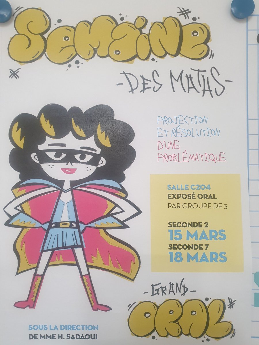 GermePatricia's tweet image. Au @LPOMaryseConde  l'équipe de #Maths prépare la #SemaineDesMaths : énigmes, courses aux nombres, oraux #2nde ...et la visite de la Maison Poincaré 
Bravo à la synergie de tous et merci à M.Blanchet prof Arts appliqués pour les affiches toujours si créatives 
Cc @AnneMENANT