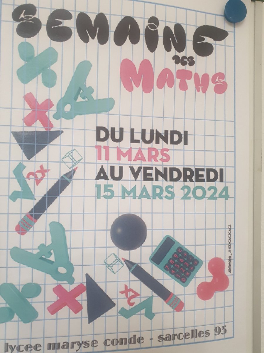 GermePatricia's tweet image. Au @LPOMaryseConde  l'équipe de #Maths prépare la #SemaineDesMaths : énigmes, courses aux nombres, oraux #2nde ...et la visite de la Maison Poincaré 
Bravo à la synergie de tous et merci à M.Blanchet prof Arts appliqués pour les affiches toujours si créatives 
Cc @AnneMENANT