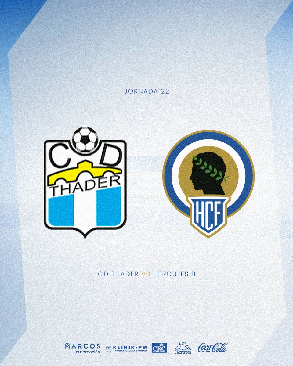 HerculesFutura's tweet photo. ⚽️ 𝗣𝗿𝗼́𝘅𝗶𝗺𝗼 𝗽𝗮𝗿𝘁𝗶𝗱𝗼  

🆚 CD Tháder

📅 Domingo 10 de marzo
⏰ 11:30H
🏟 Municipal de Rojales

💙 #MachoHércules 🤍 https://t.co/JnSb2e8CDs