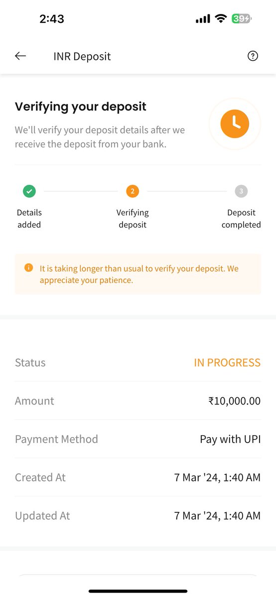 iam_faizi's tweet photo. @CoinDCX_Cares i have deposited 10,000 via google pay upi one hour has passed and i havent received the money in my coindcx wallet , my investment will get liquidated , i need to buy tether and invest, please look into it i will attach my screen short https://t.co/4BOFGQlQiw