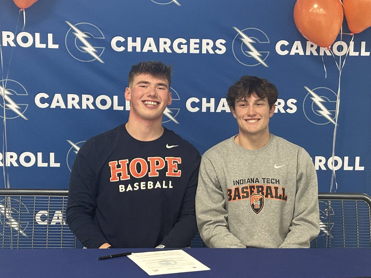Congratulations to Conner Barkel (Hope College) and Brady Long (Indiana Tech) on their decisions to further their education and baseball career next Fall.