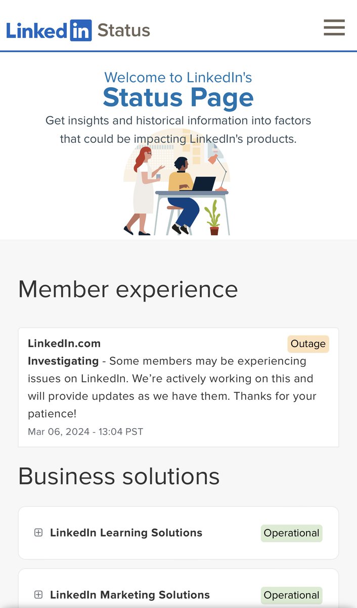 #Linkedinoutage this evening (GMT). A bit of a trend this week.