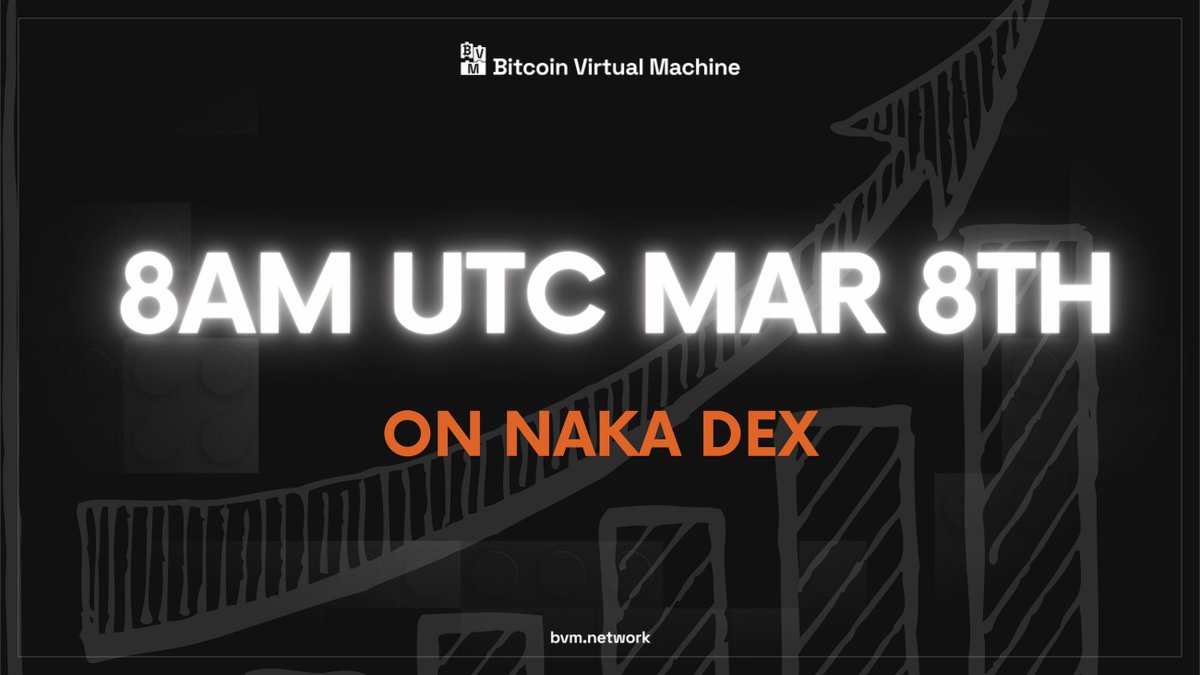 Bitcoin Virtual Machine (@bvmnetwork) on Twitter photo Trading for $BVM is launching on Naka DEX by <a href="/naka_chain/">Naka Chain</a>!
📅 8 a.m UTC Mar 8th
💰 Token price: $0.205
📊 Market cap at launch: $3,260,730
🎁 FDV at lauch: $20,518,567
nakachain.xyz
Follow these steps to set up your Naka wallet and make deposits to get ready 👇 Trading for $BVM is launching on Naka DEX by <a href="/naka_chain/">Naka Chain</a>!
📅 8 a.m UTC Mar 8th
💰 Token price: $0.205
📊 Market cap at launch: $3,260,730
🎁 FDV at lauch: $20,518,567
nakachain.xyz
Follow these steps to set up your Naka wallet and make deposits to get ready 👇
