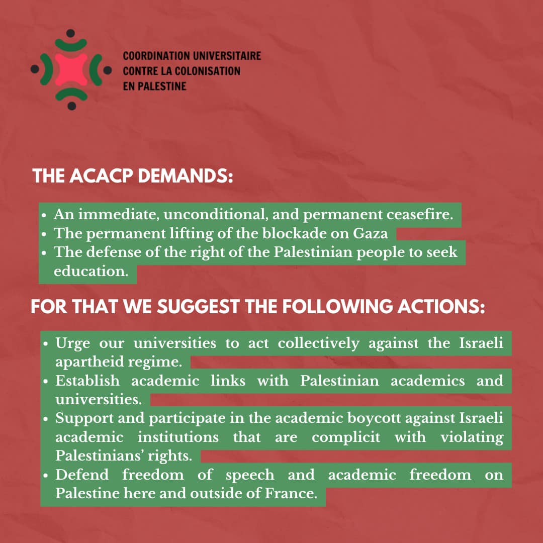 CPalestine30925's tweet photo. Le 12 mars ! Exigeons un cessez-le-feu immédiat, la levée du blocus de Gaza et le respect du droit à l'éducation. Agissons pour la justice : plaidons contre l'apartheid, soutenons les partenariats académiques et défendons la liberté d'expression. #EndIsraelsGenocide 🌍✊ https://t.co/OePpdqmydc