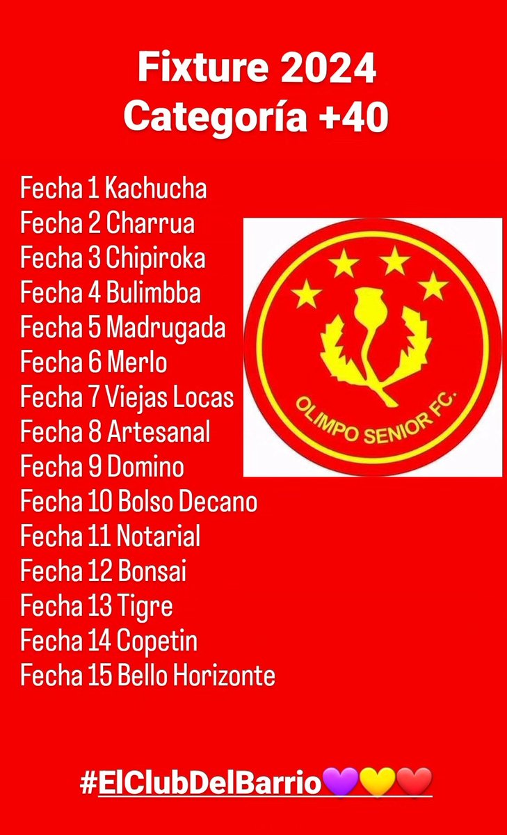 FIXTURE 2024 (CATEGORÍA +40)